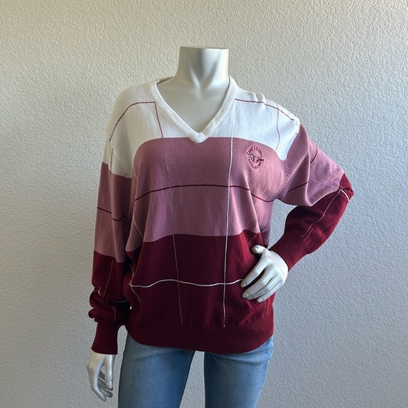 Vintage 70s 80s La Mode Golf Tennis Argyle Sweater Cashmerlon Size Large - Picture 1 of 7